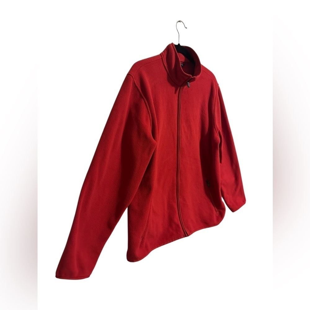 Lands’ End Red Fleece Full Zip Jacket Women’s Size 14 Winter Warm Comfortable - Picture 2 of 8